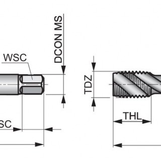 E261M10 M Machine Tap Spiral Flute 45°, Back Tapered, Red Shark