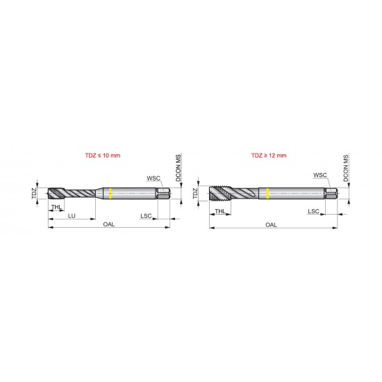 E298M5 M Machine Tap Spiral Flute 40°, Yellow Shark