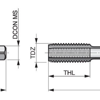E5701.1/16X12NO3 HSS Straight Flute Hand Tap, UN, ISO Standard