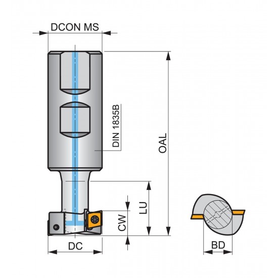 40F2R046B32-SCC09-C End Milling Cutter - Slotting