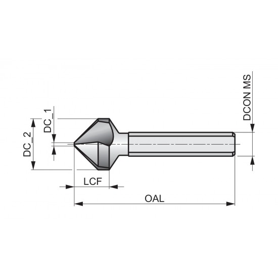 G1068.3 Countersink with Tri-Flat shank - 90°