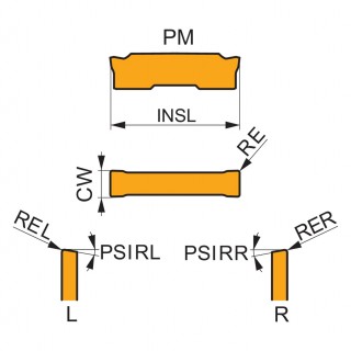GL1-D150G015L06-PM:G8330 Double sided Parting-off insert, left