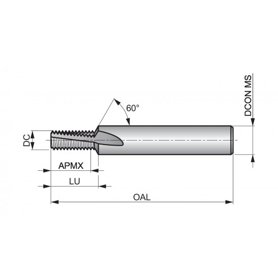 J2004.8X1.0 M Thread Mill Spiral Flute 10°