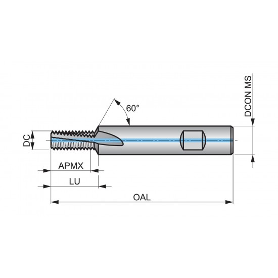 J20513.6X2.0 M Thread Mill Spiral Flute 10° Oil Feed
