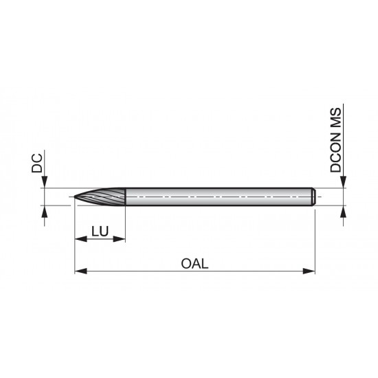 P5133.0X3.0X14.0 Rotary Burr - Pointed Tree