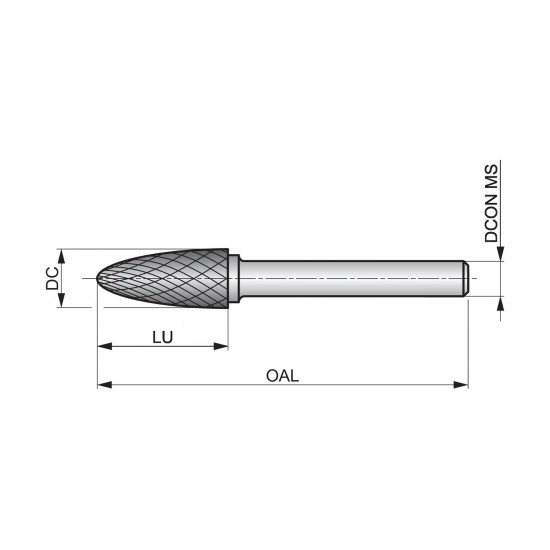 P811C12.7X6.0 Rotary Burr - Ball Nosed Tree