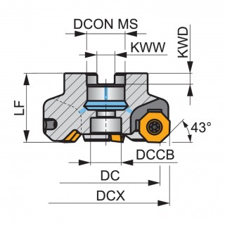 100A10R-S45ON06-C ECON ON06 43° Face Mill with Double Negative Design and Internal Coolant