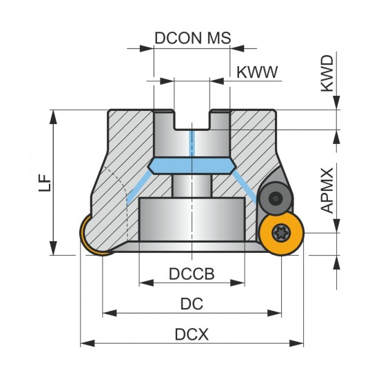 100A07R-SCMORD16-CF Shell Milling Cutter - Copy and Profile