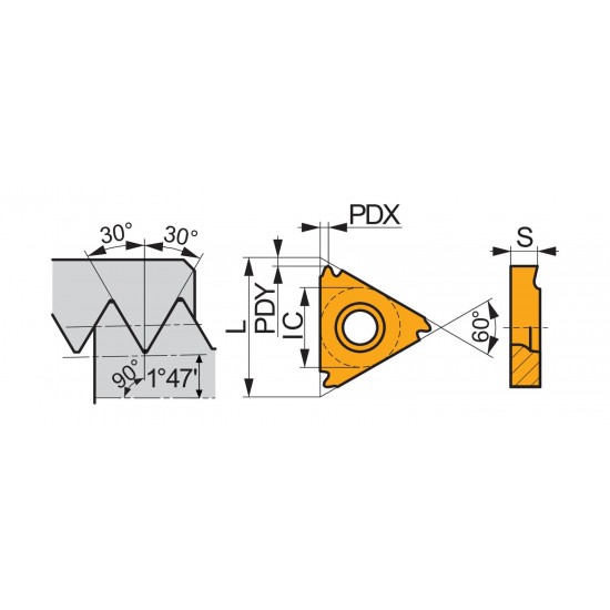TN 16ER115NPT:T8030 Threading Insert External Full Profile - NPT-thread