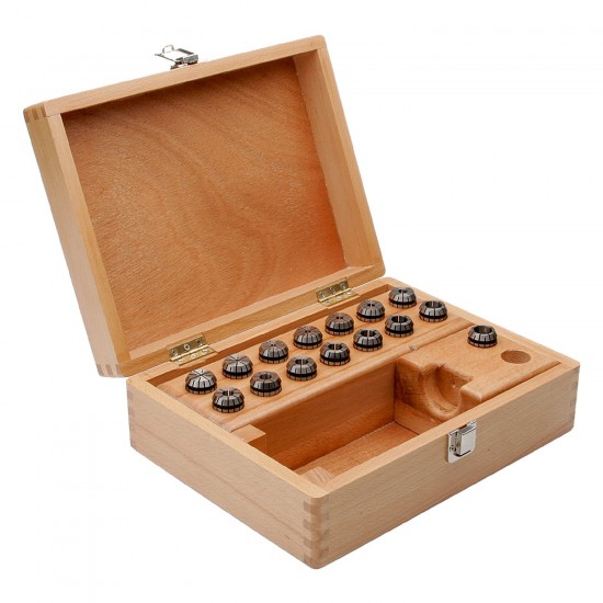 ER32.C.SET15.P.WB ER Precision Collets for Cylindrical Shanks - Set in Wooden Box